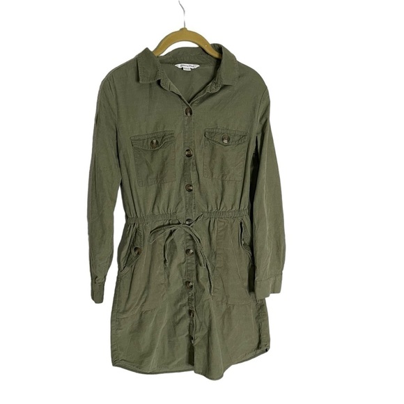 American Eagle Army Green Button Down Shirt Dress Utility XS - Picture 1 of 5